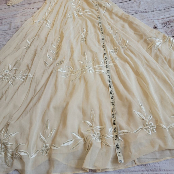 BHLDN Anthropologie Belize Embroidered A-Line Long Sleeve V-Neck Gown Size 2 NWT - Picture 11 of 12